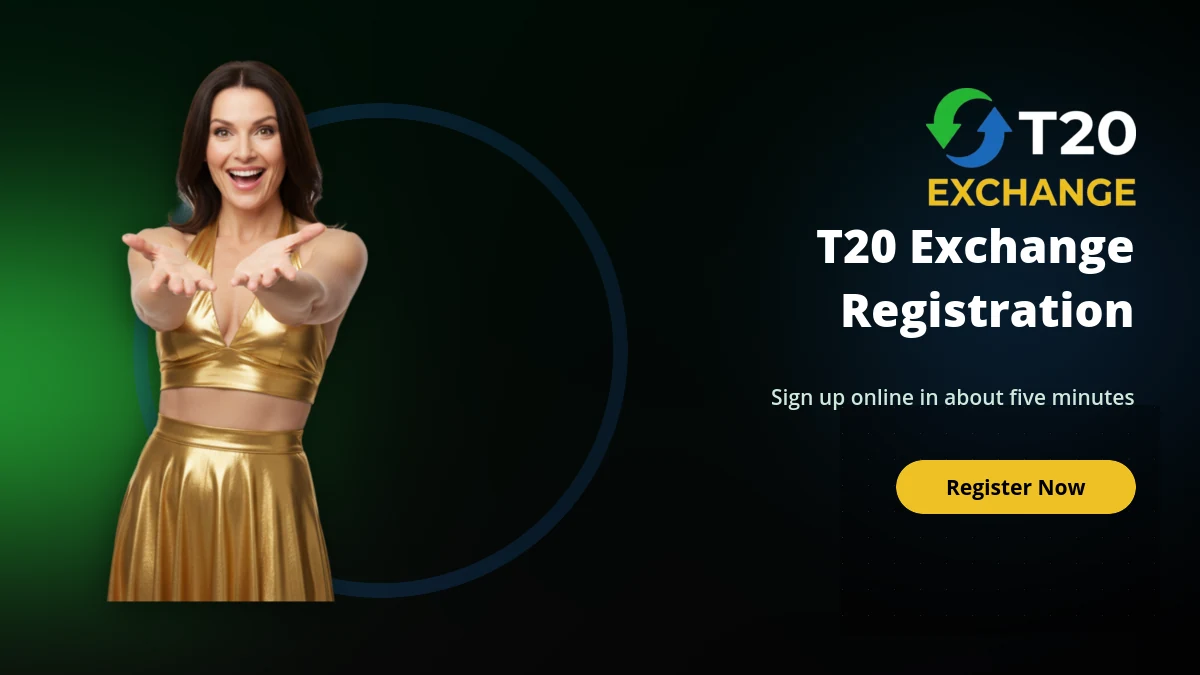 T20 Exchange registration screen for signing up online in five minutes